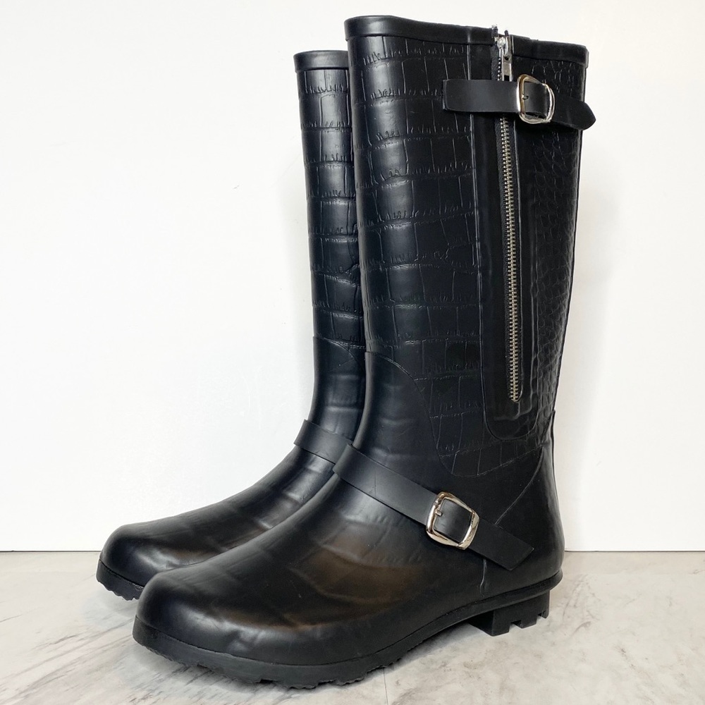 Report Black Matte Croc Rain Boot 10